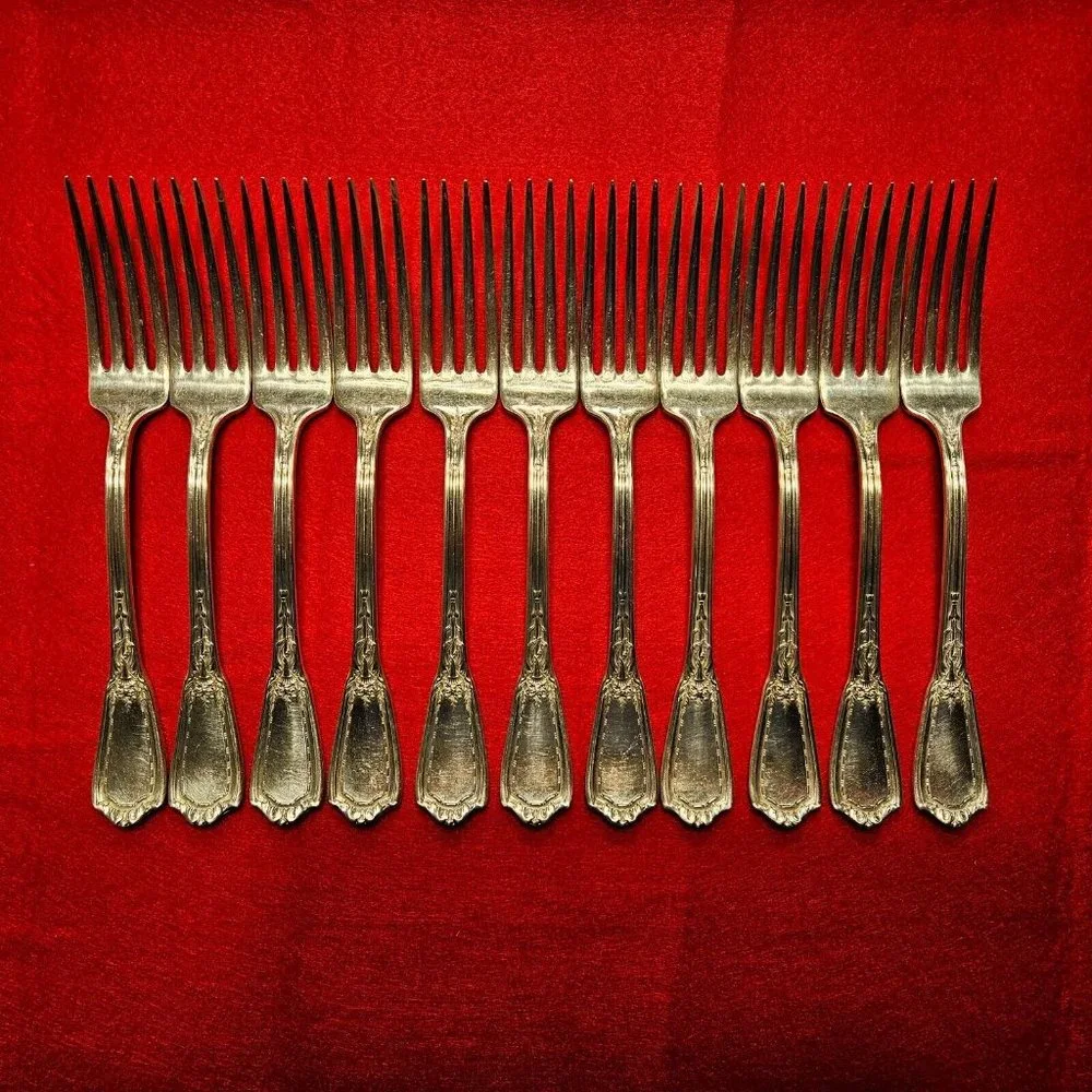 Reed & Barton Silver-Plate Silverware Lot of 11 Dinner Forks w/silvercloth -RARE